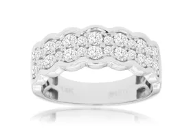 14K White Gold Double Diamond Band