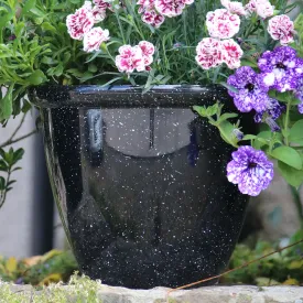 25cm Honey Pot Black Gloss Plant Pot