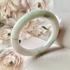 53.9mm A-Grade Natural Lilac Floral Jadeite Traditional Round Bangle No.330069