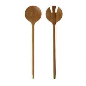 Acacia & Brass Salad Servers Set of 2 30cm