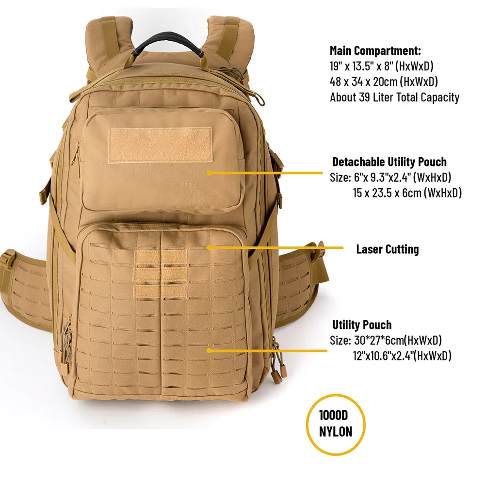 Akmax Adventure 48H Rucksack MOLLE Pack with Hydration 3L Bladder Coyote