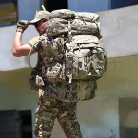 AKmax Multicam Rucksack Backpack with Hydration Pack System, Frame, and Adjustable Hip Belt - Optimized for Assembly