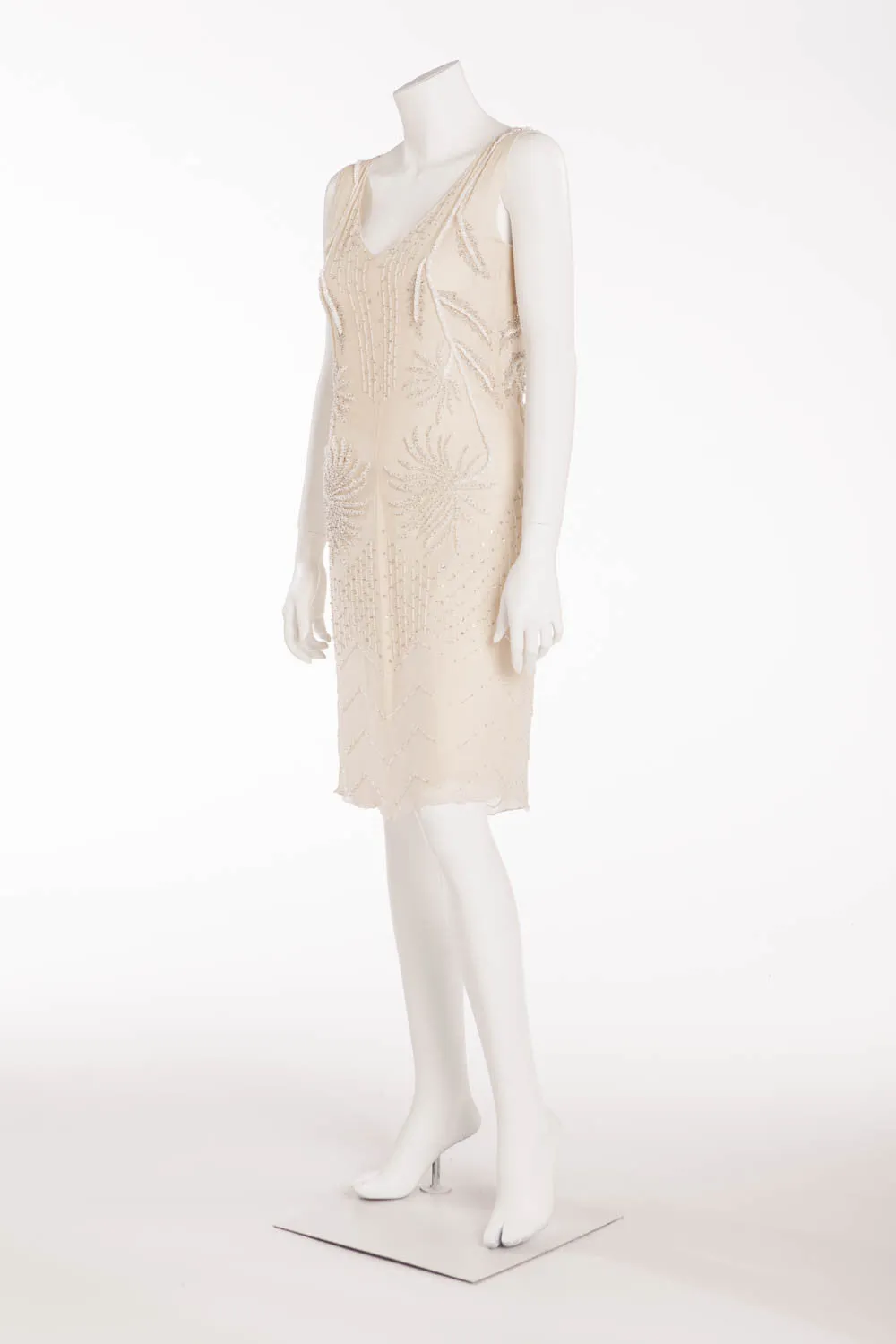 Alberta Ferretti - Ivory Silk Chiffon Beaded Dress - IT 40
