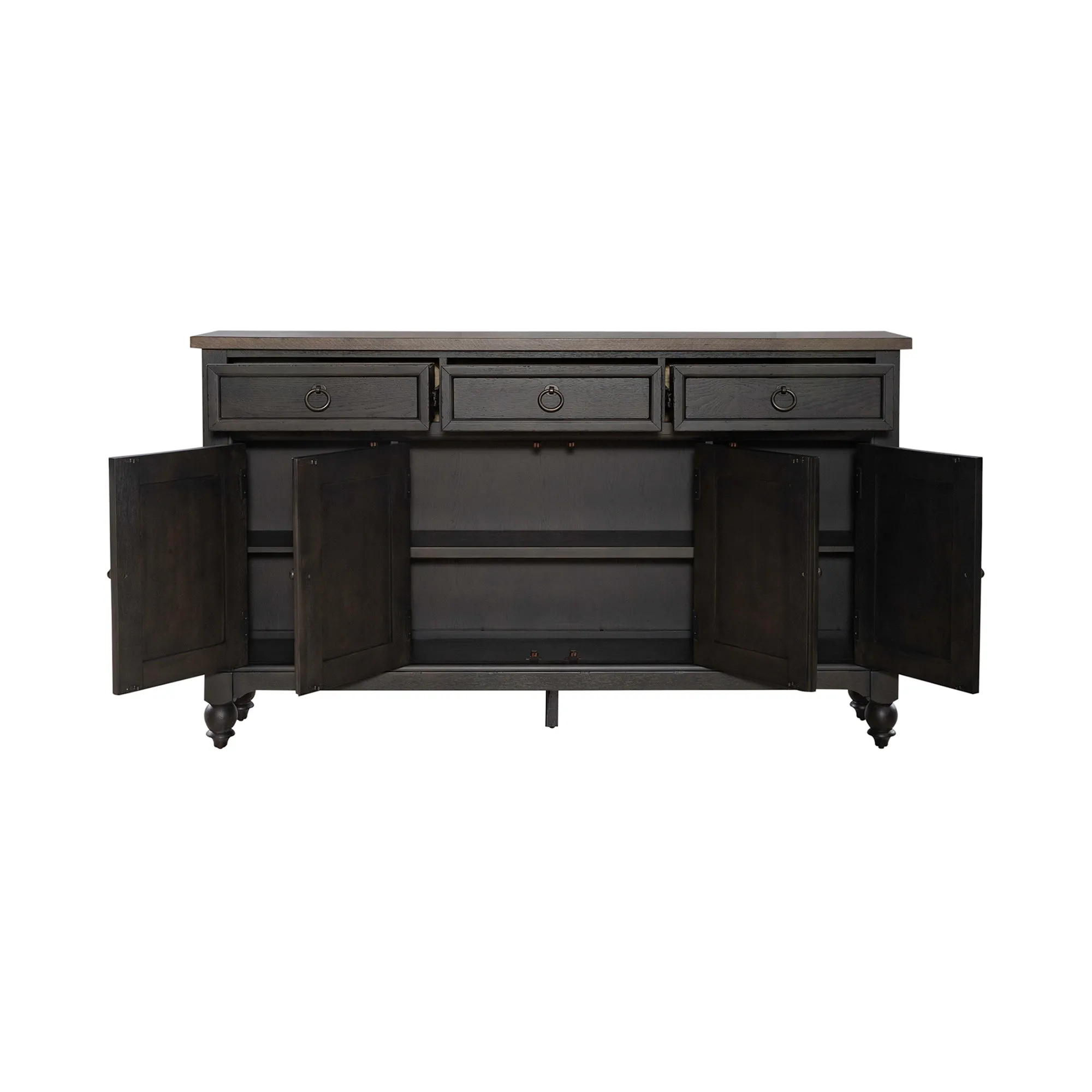 Americana Farmhouse 615-HB7242-B Hall Buffet- Black