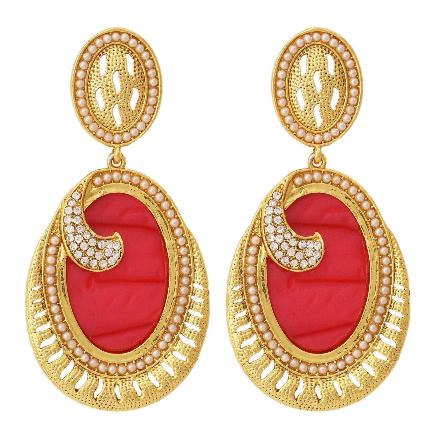 Antique Traditional Gold Ethnic Kundan Polki Chand Bali Earring
