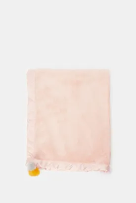 Babies Pink Blanket With Pom Pom (1 Piece)