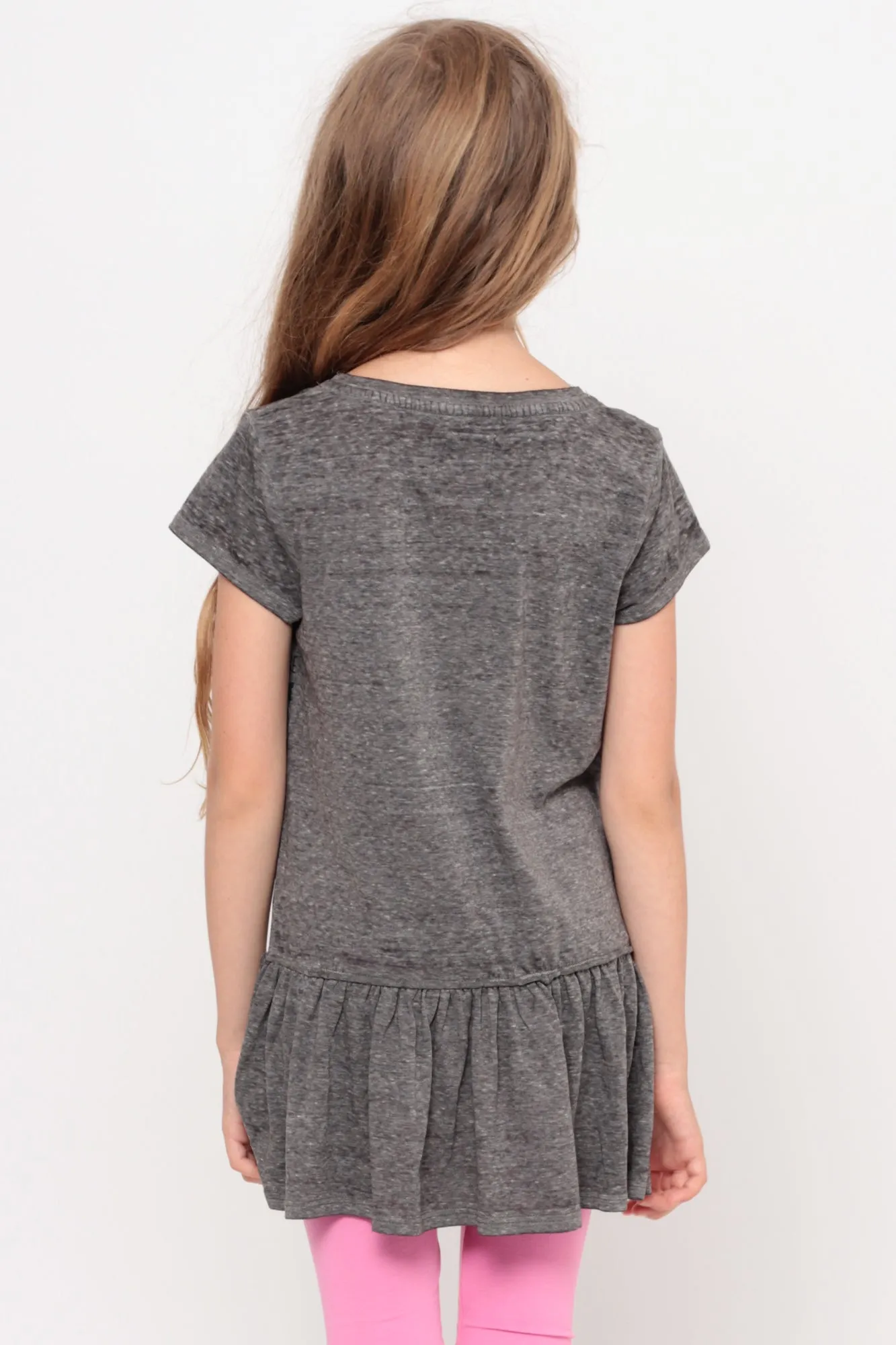 Been Around The World | Ruffle Bottom Top - Charcoal