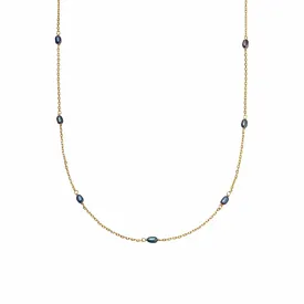 Black Seed Pearl Chain Necklace 18ct Gold Plate