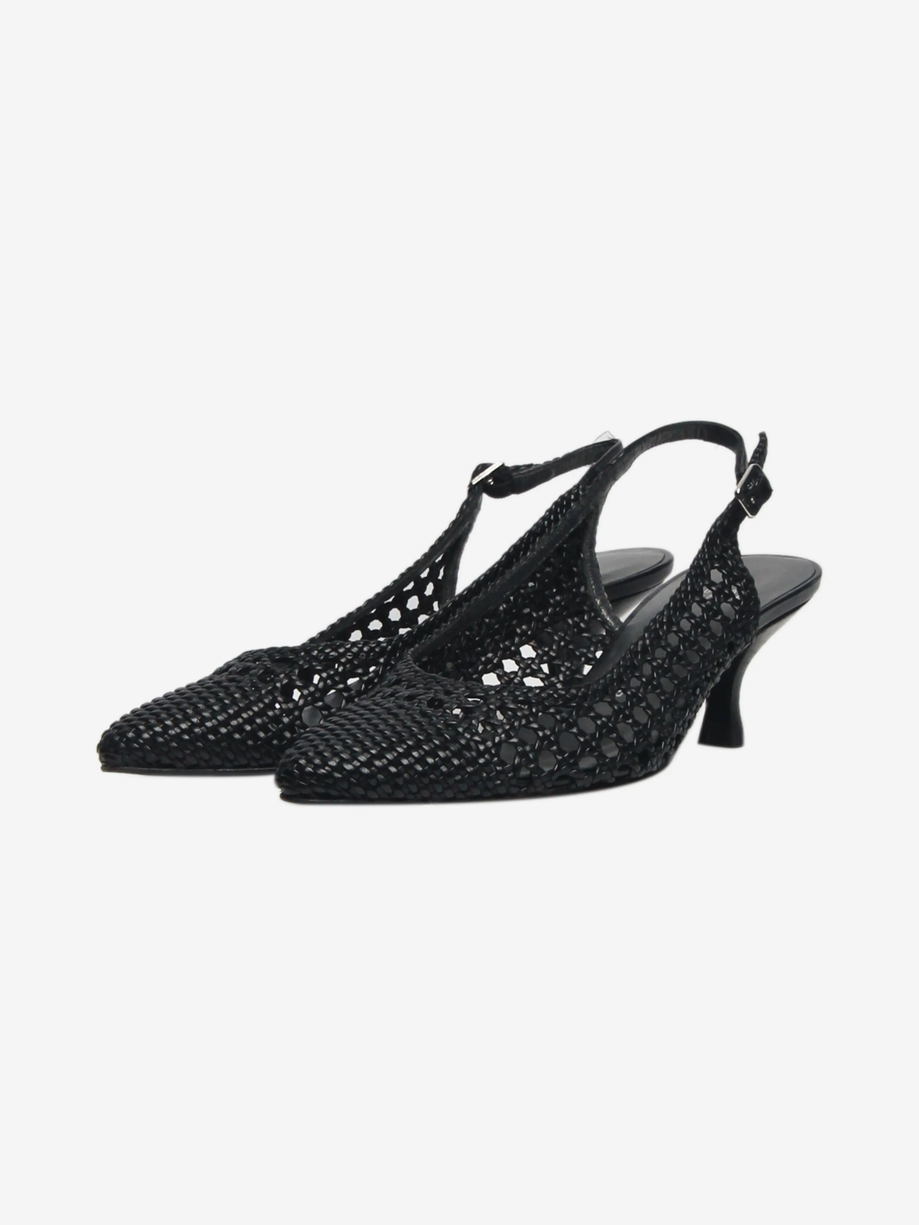 Black woven slingback pumps - size EU 35.5