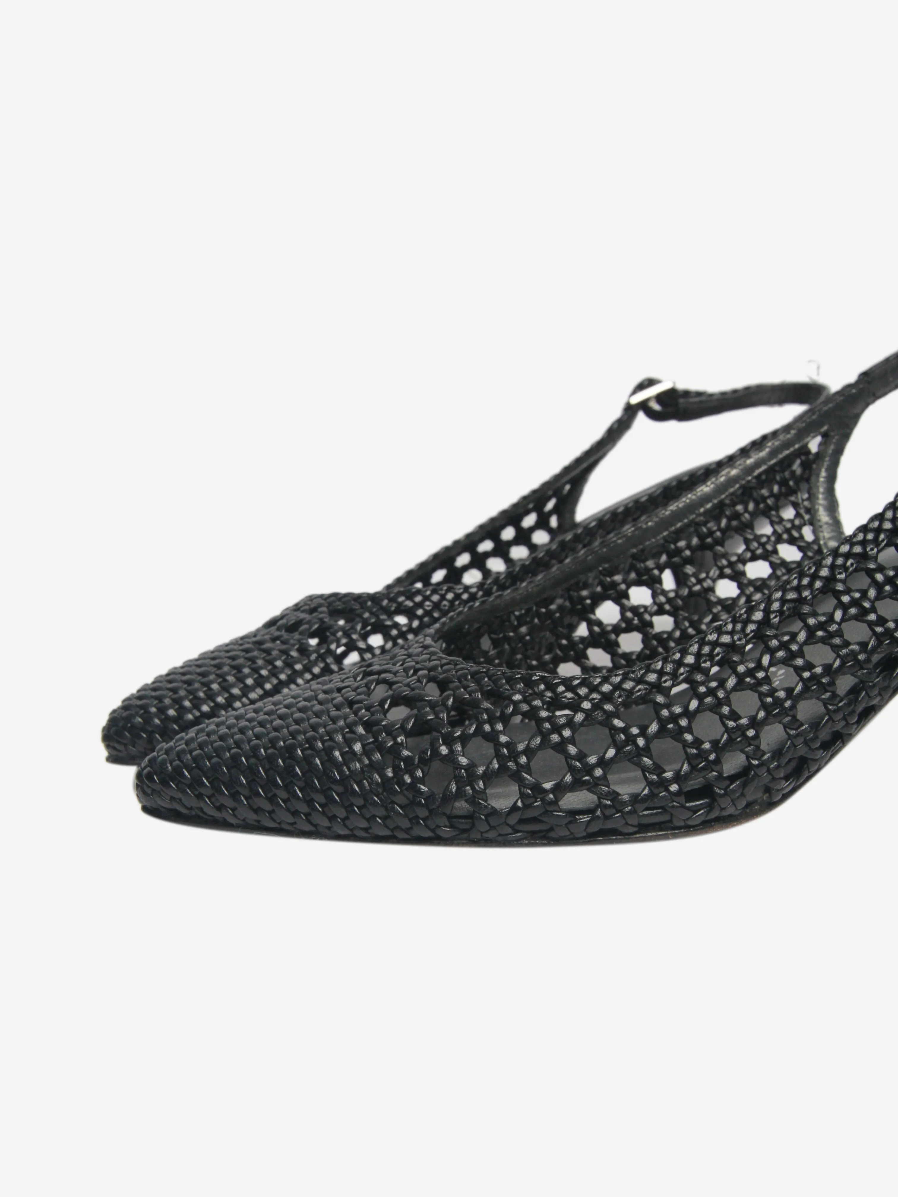 Black woven slingback pumps - size EU 35.5