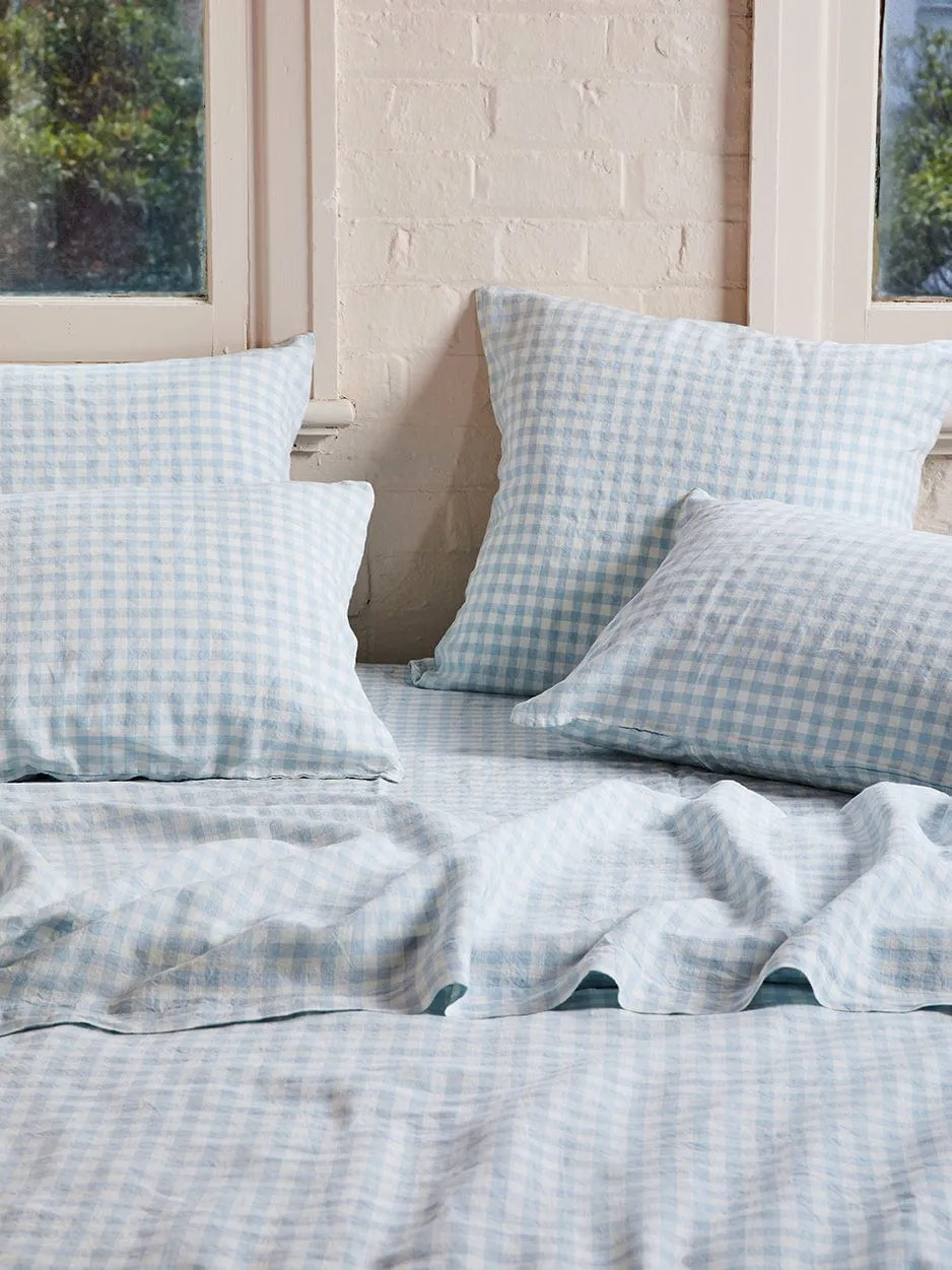 Blue Gingham – Linen Pillowcase Set