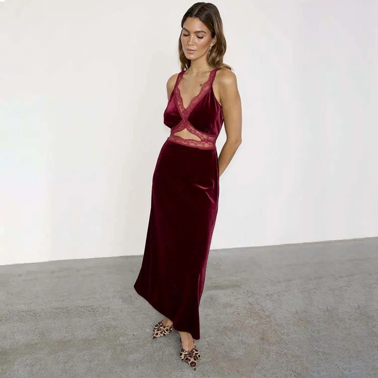 Burgundy Velvet Mimi Dress