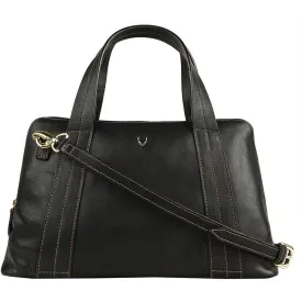 Cerys Leather Satchel in Black