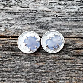 Chalcedony Mercury Dime Stud Earrings