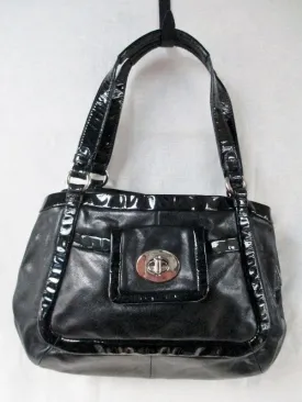 COACH 13601 CRICKET Patent Leather Satchel Purse Shoulder bag Hobo BLACK Carryall