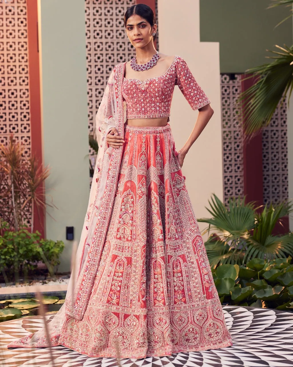 Coral Pragya Lehenga Set