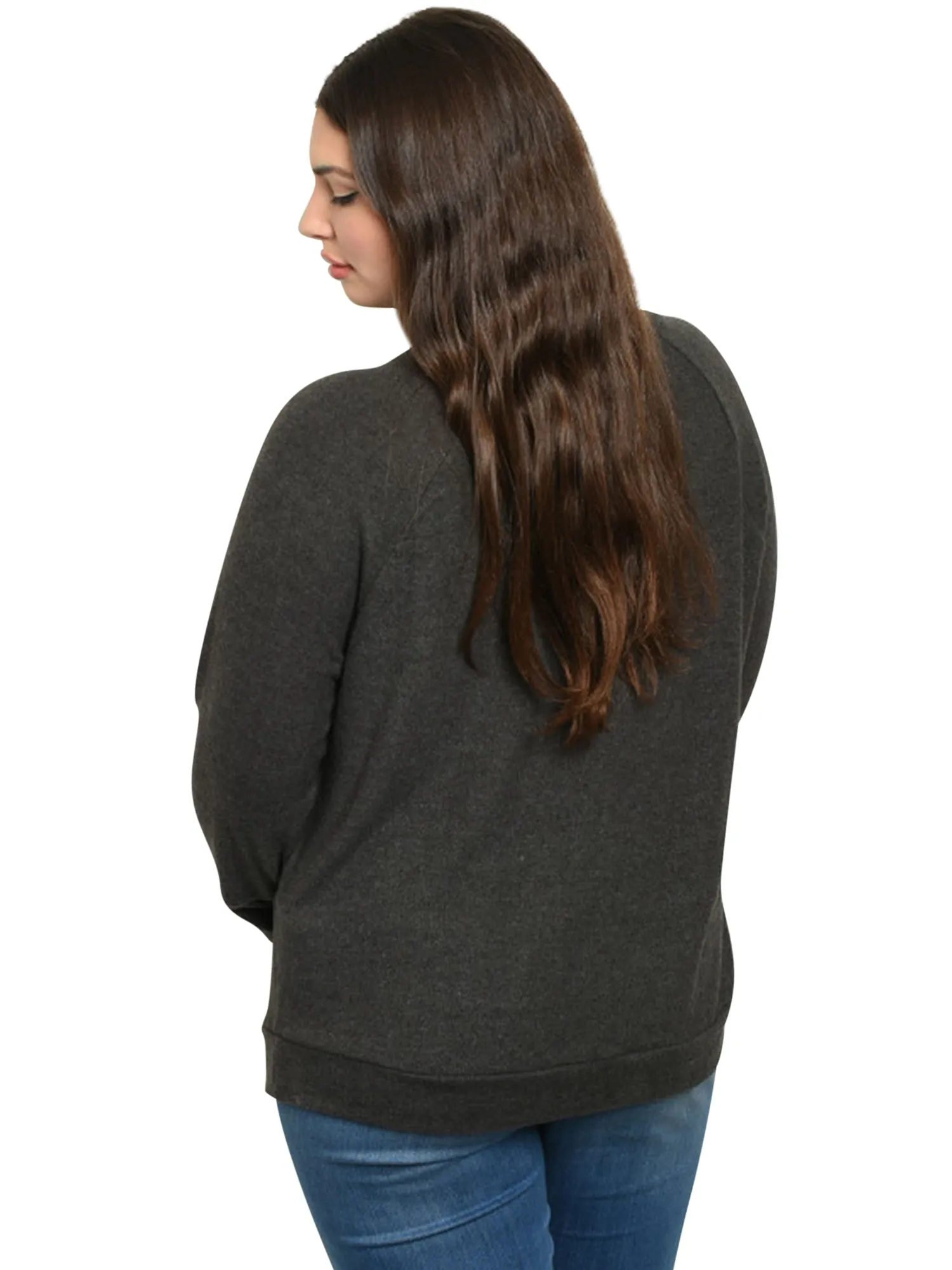 Dark Gray Womens Plus Size Long Sleeve Fashion Top Size XXX-Large
