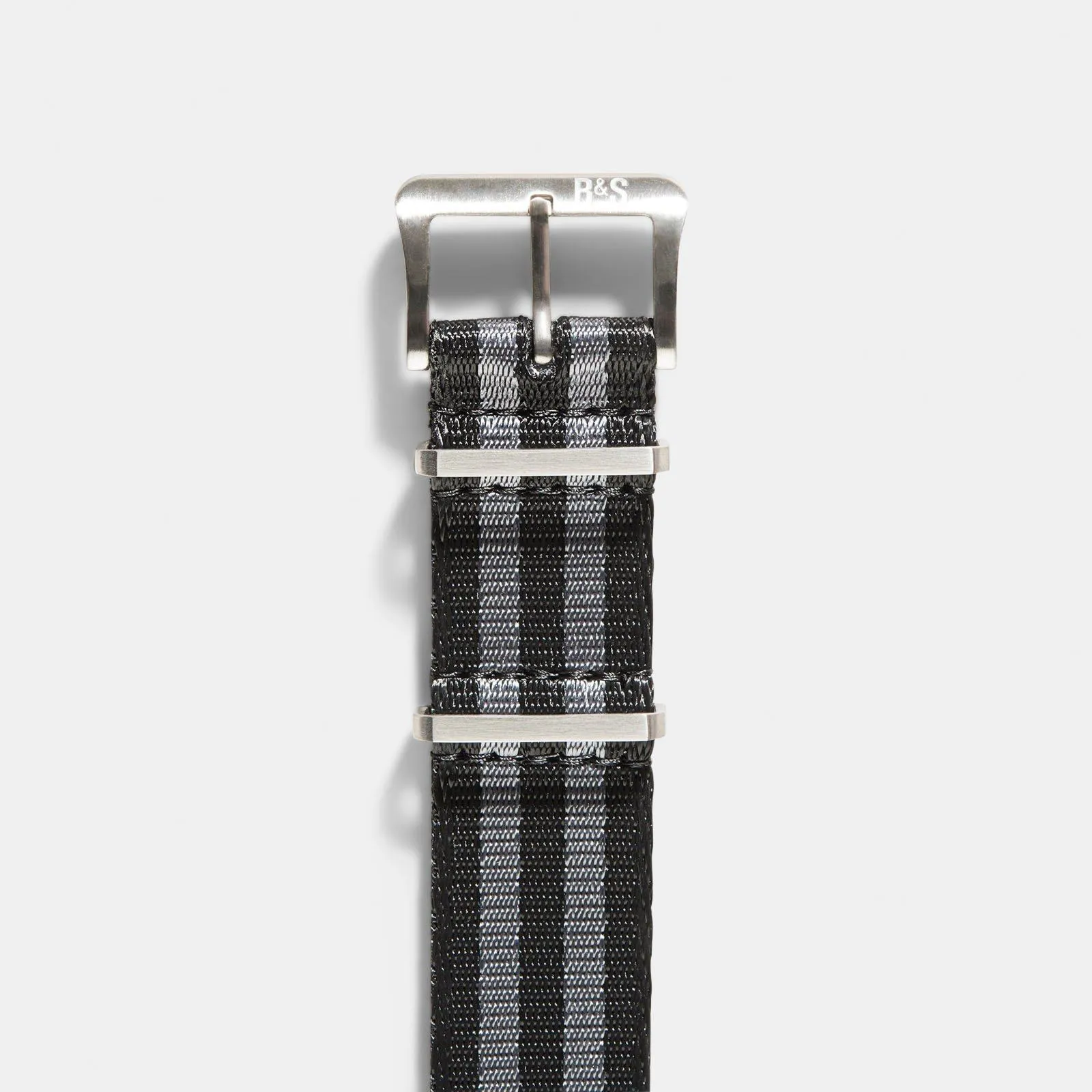 Deluxe Nylon Single Pass Watch Strap Black Two Stripes Grey