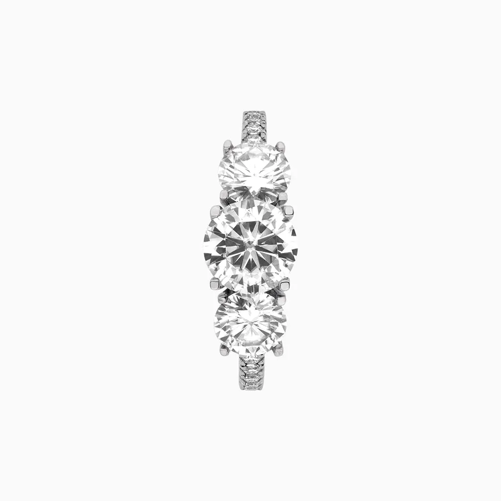 Diamond2 Three-Stone Ring with embellished band