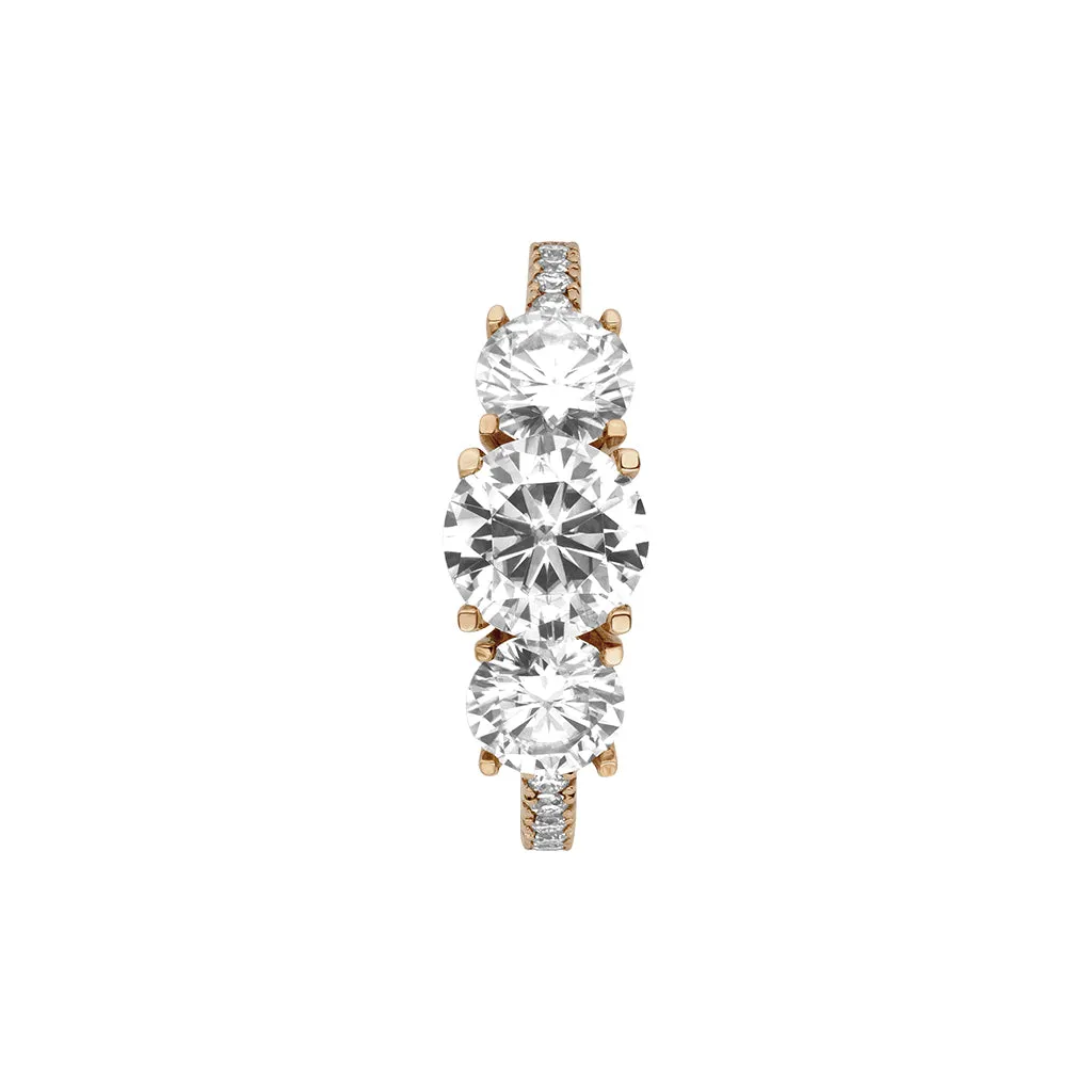 Diamond2 Three-Stone Ring with embellished band