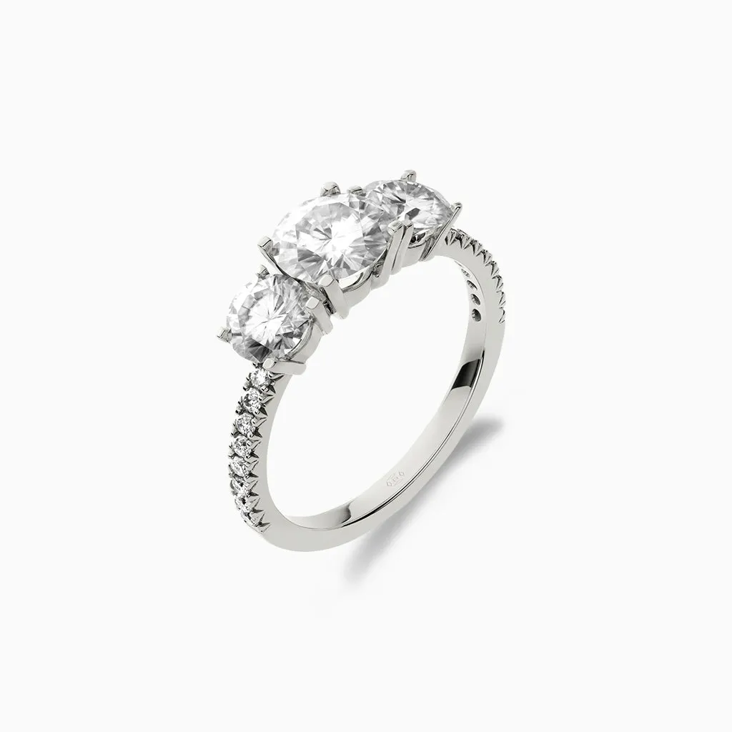 Diamond2 Three-Stone Ring with embellished band