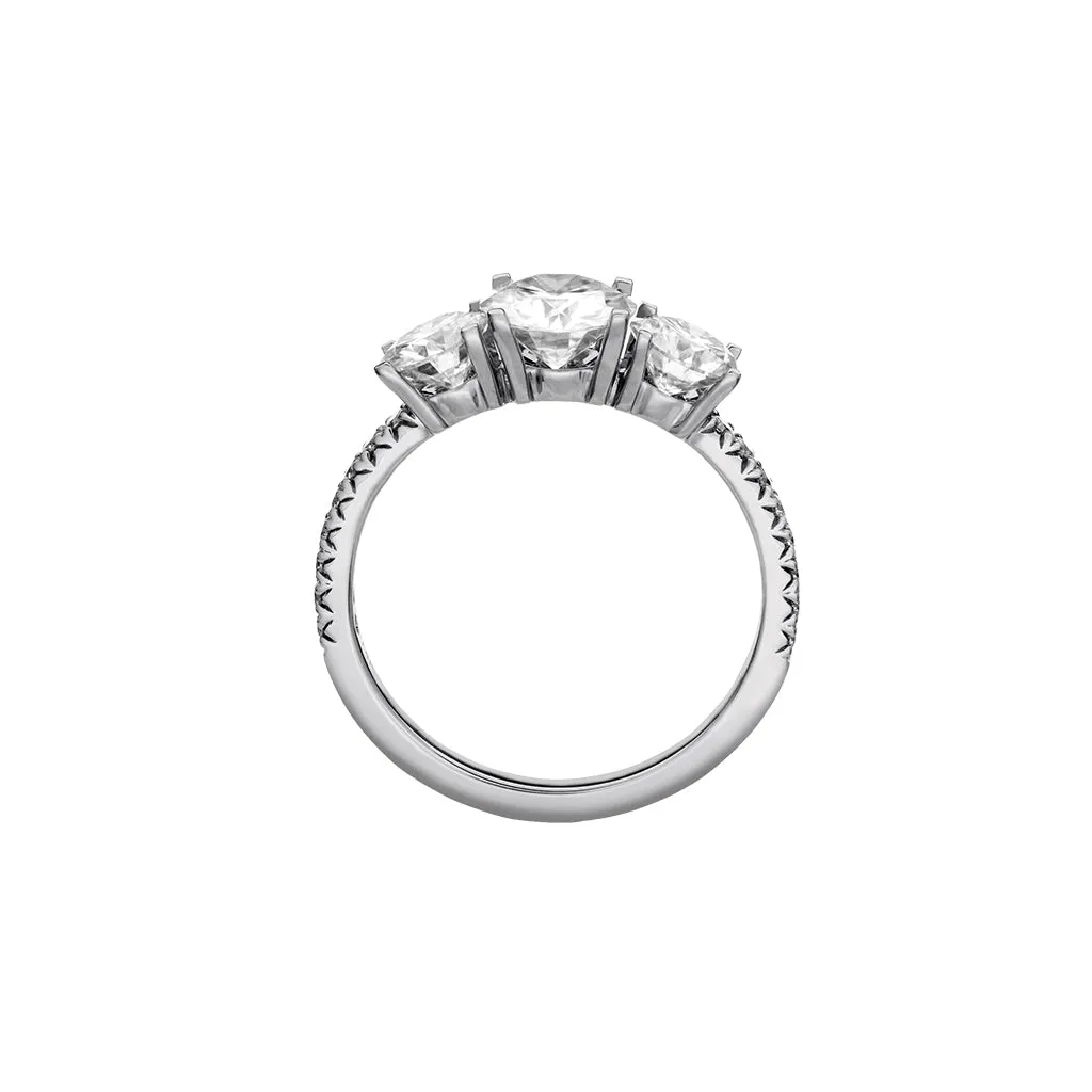 Diamond2 Three-Stone Ring with embellished band