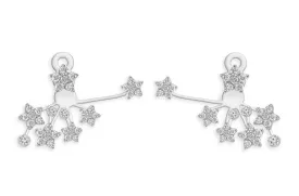 Earrings 18kt Gold Jacket & Stars Cluster Diamonds