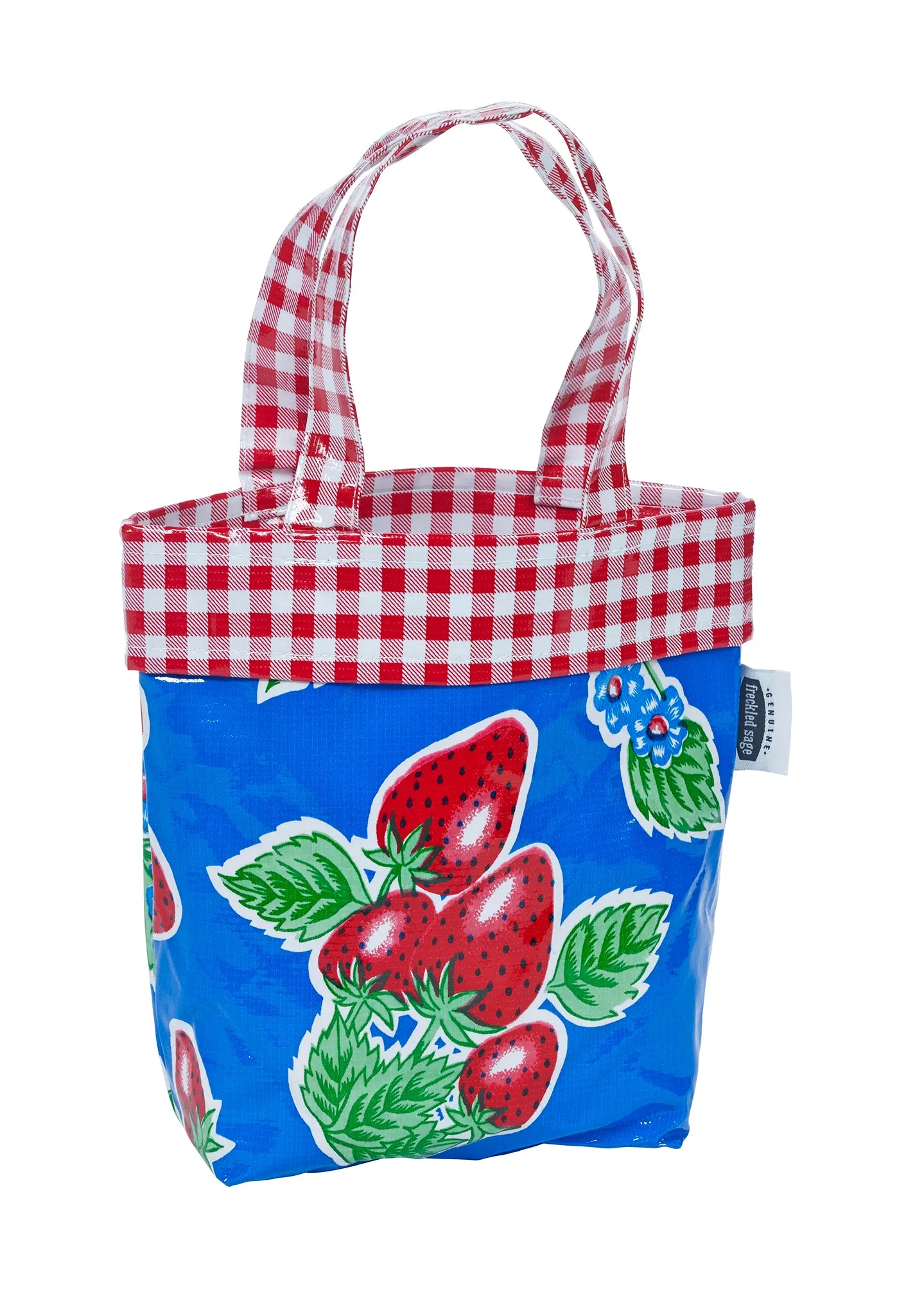 Freckled Sage Oilcloth Chickee Bag Strawberry Blue