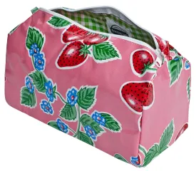 Freckled Sage Oilcloth Travel Bag in Strawberry Pink