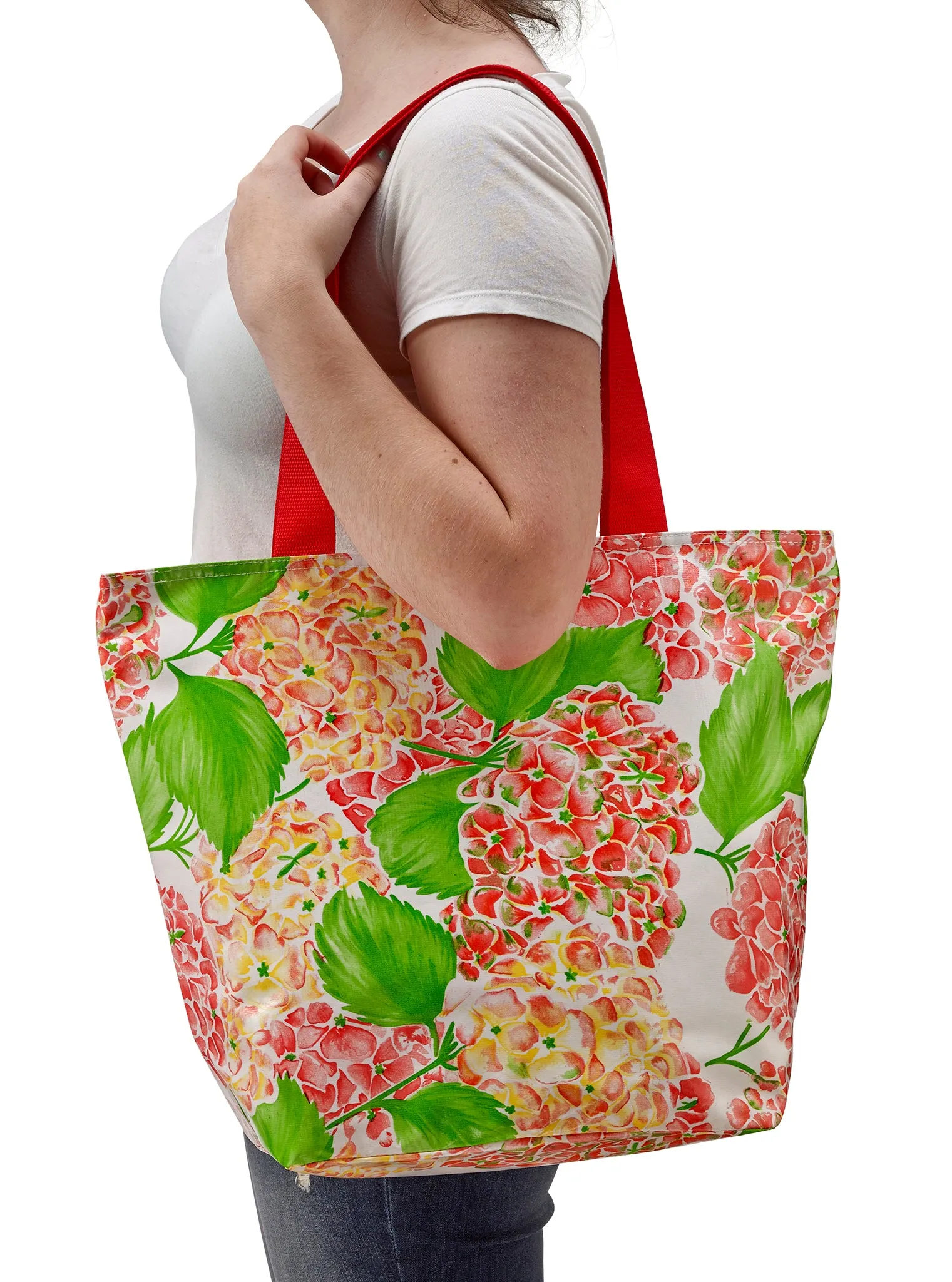 Freckled Sage Oilcloth Zip Tote Bag in Hydrangea