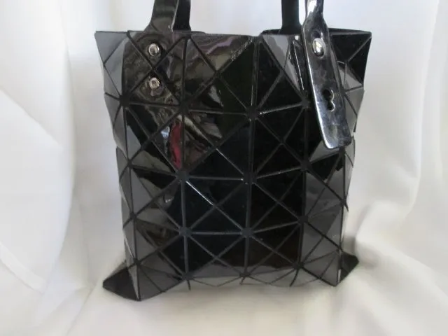 Funky TOTE Vegan Geometric Shoulder BLACK Carryall Pyramid Industrial Shopper Mod