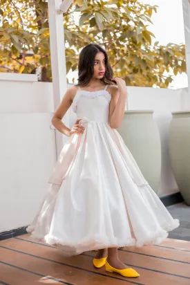 Girls' White Anarkali Gown