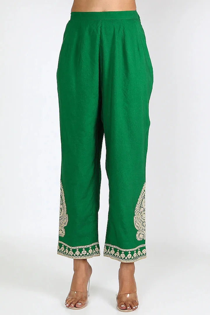 Green Aari Kurta Salwar Set