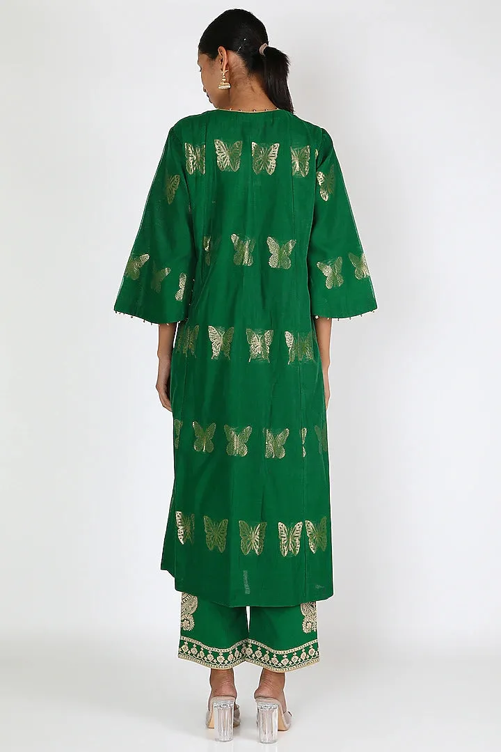 Green Aari Kurta Salwar Set