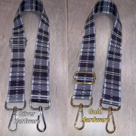 Grey Plaid Adjustable Bag Strap