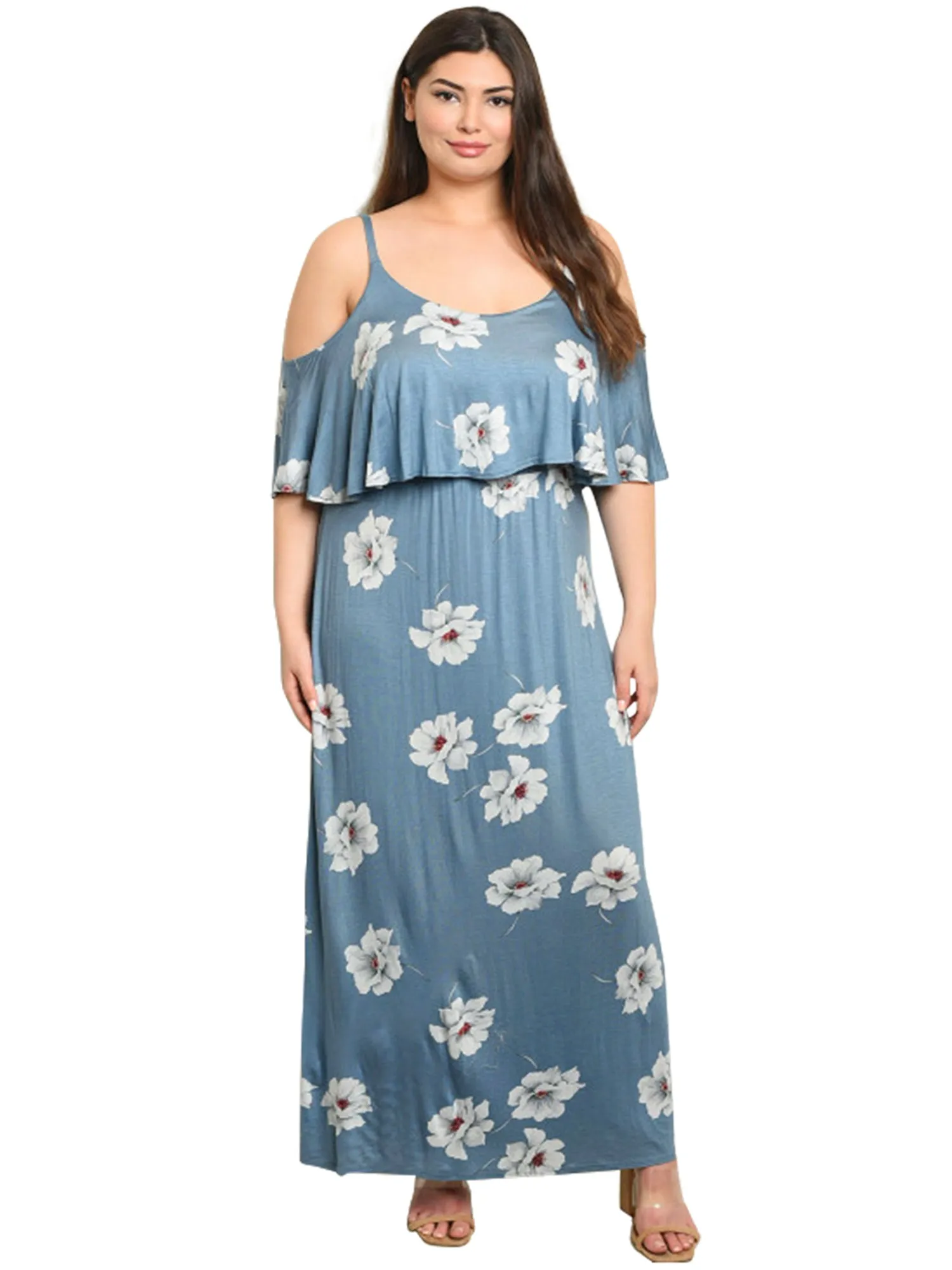Indigo Blue Plus Size Floral Ruffle Top Summer Dress Size XXX-Large