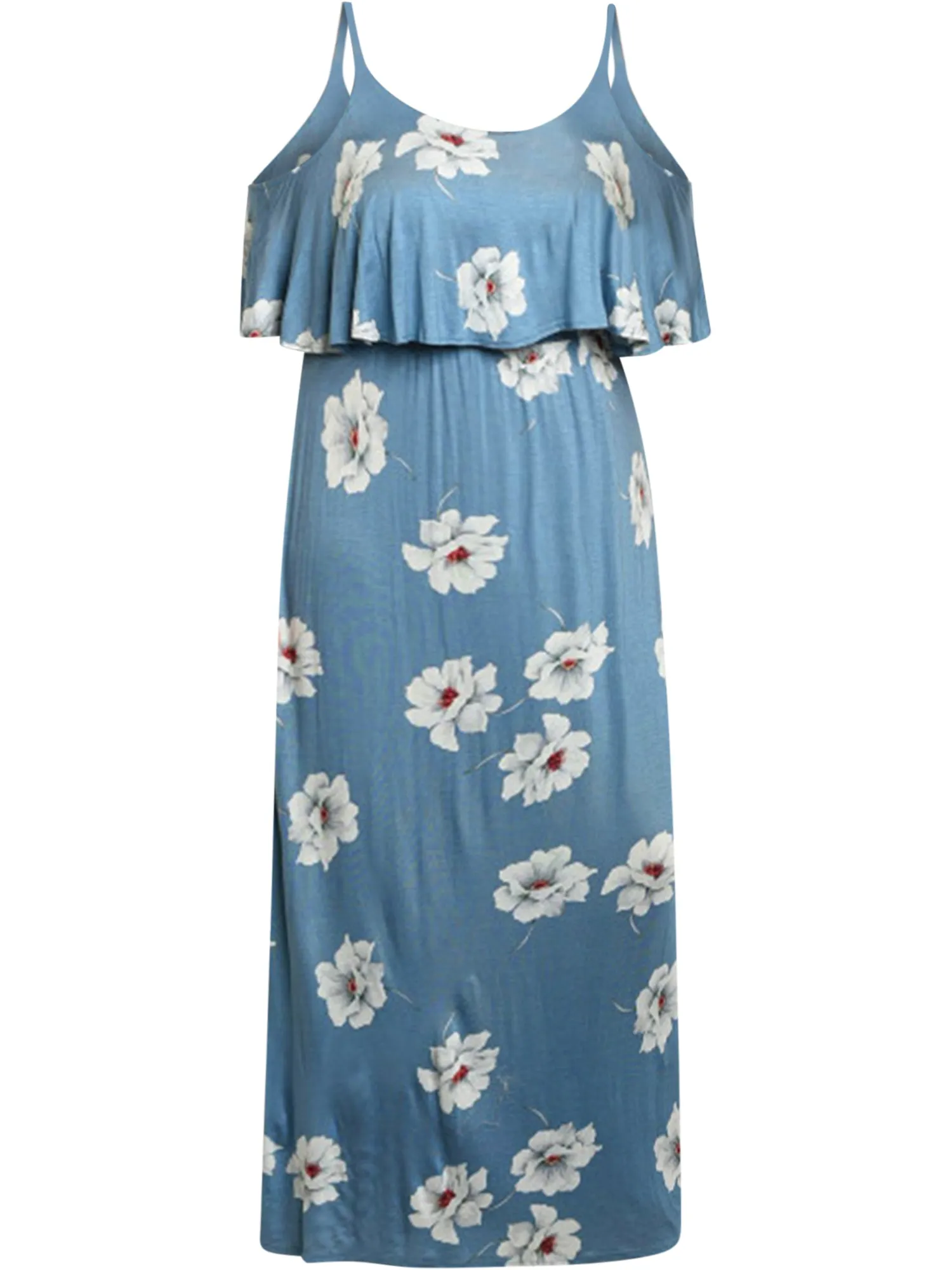 Indigo Blue Plus Size Floral Ruffle Top Summer Dress Size XXX-Large