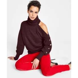 International Concepts Asymmetrical Cutout Turtleneck Sweater