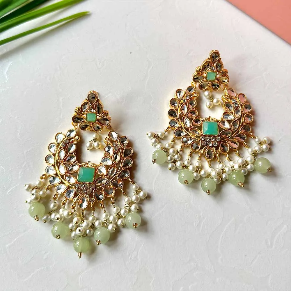 Ishaal Earring/Teeka Set (Light Green)