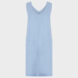 Ladies Linen Mix Shift Dress - Blue