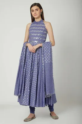 Lavender Kalidar Anarkali Set