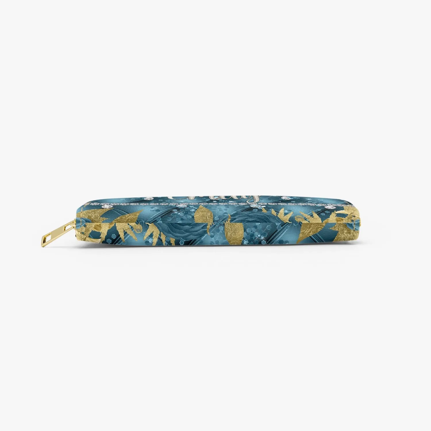 Long Type Zipper Purse - Teal Floral - Personalised