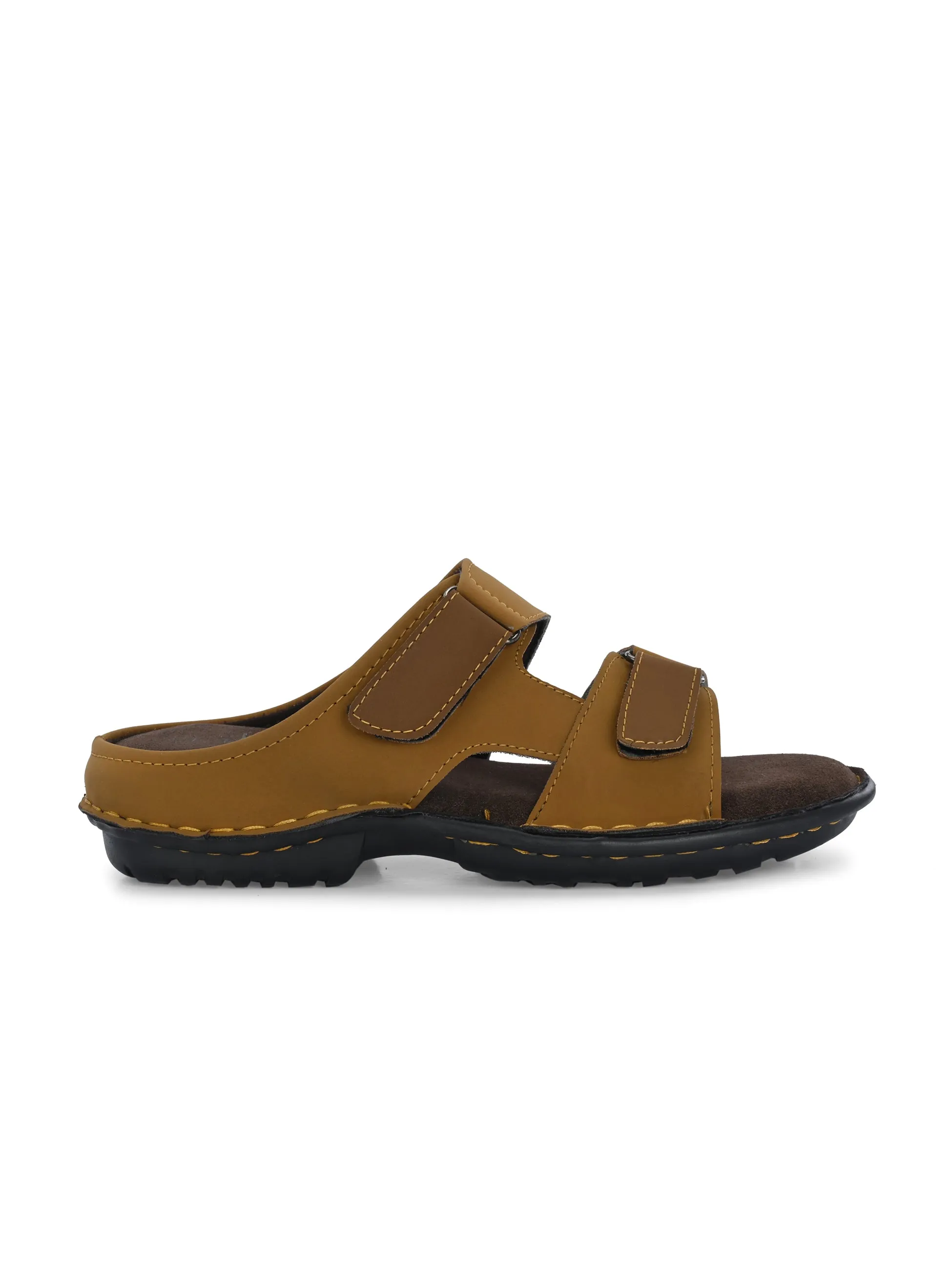 Luxurious Caramel Leather Slide Sandal