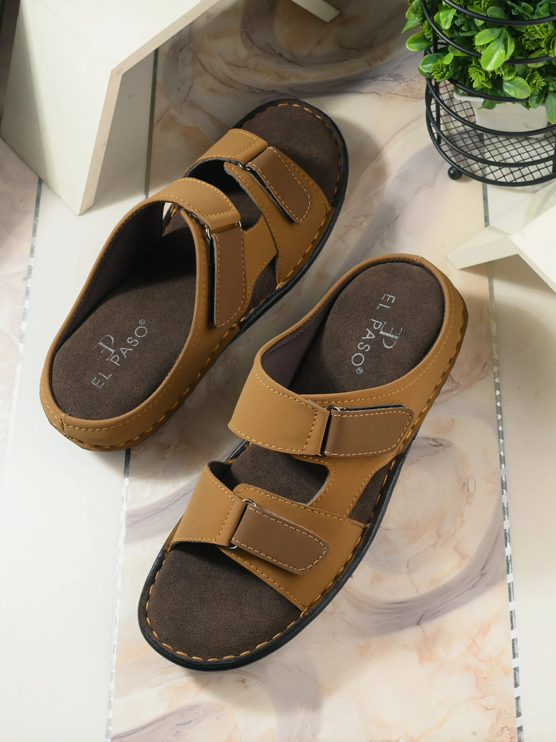 Luxurious Caramel Leather Slide Sandal