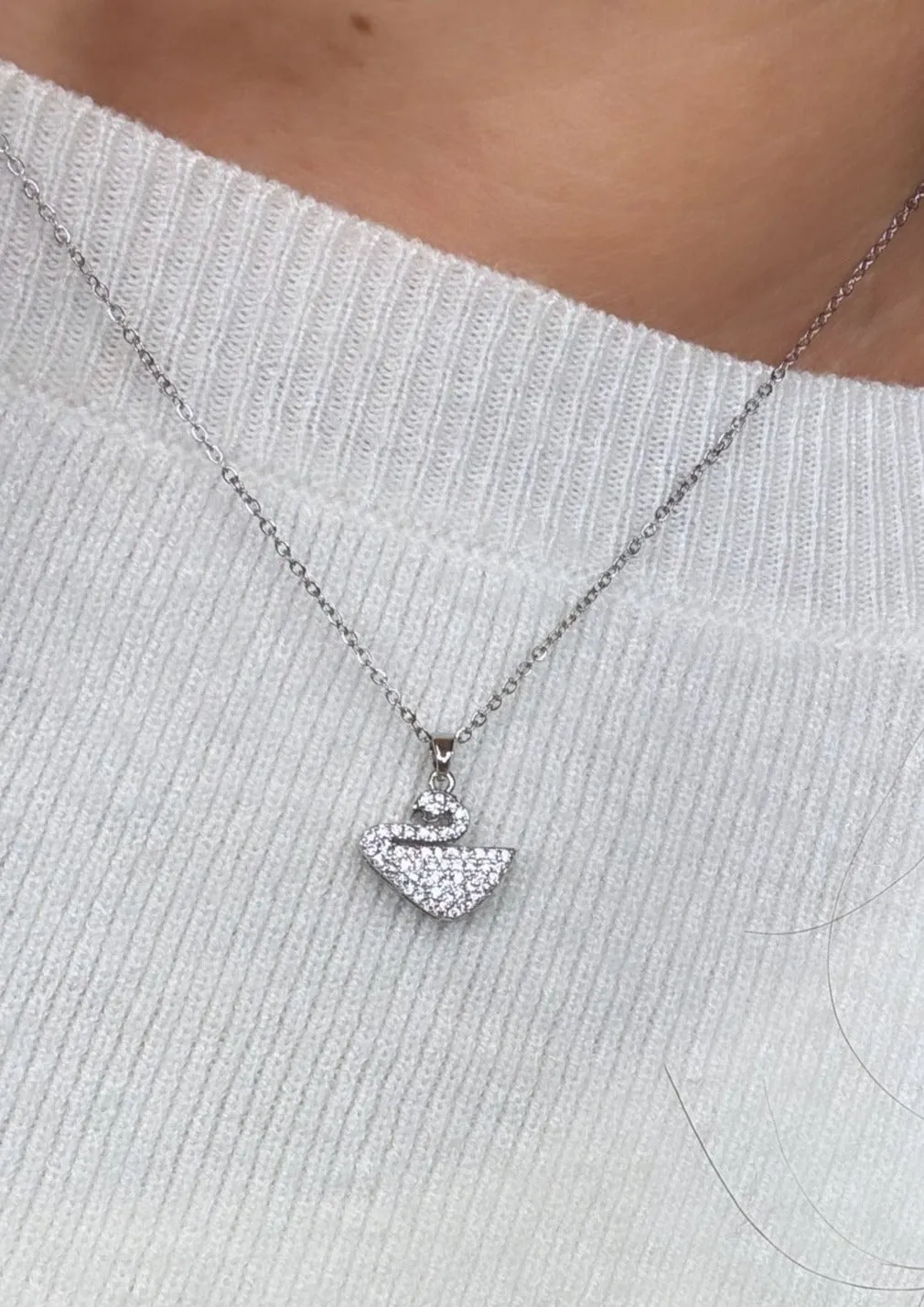 Maddox Silver Swan Pendant Necklace