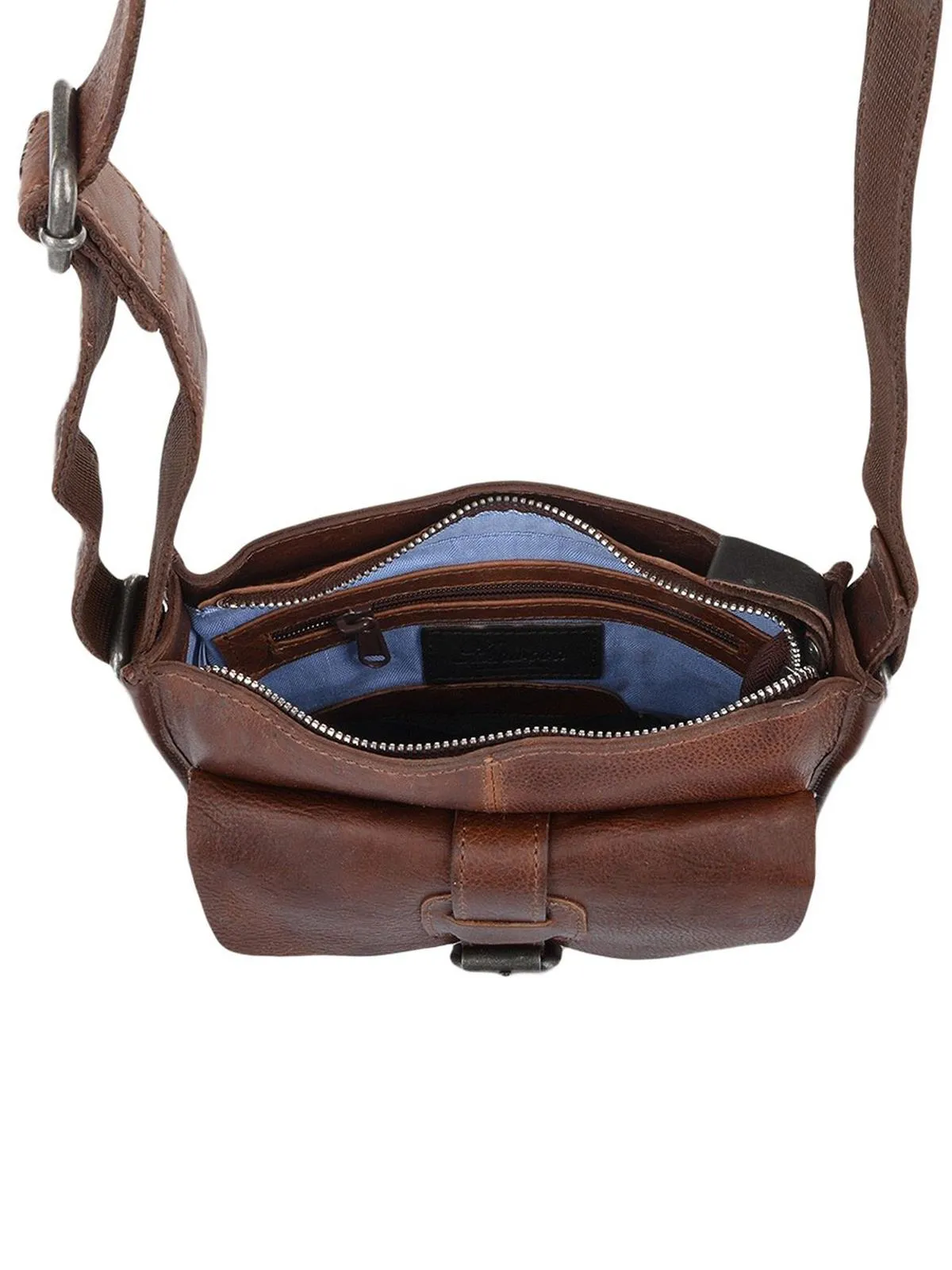 Men's Small Tan Leather Vintage Style Crossbody Bag