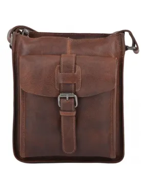 Men's Small Tan Leather Vintage Style Crossbody Bag