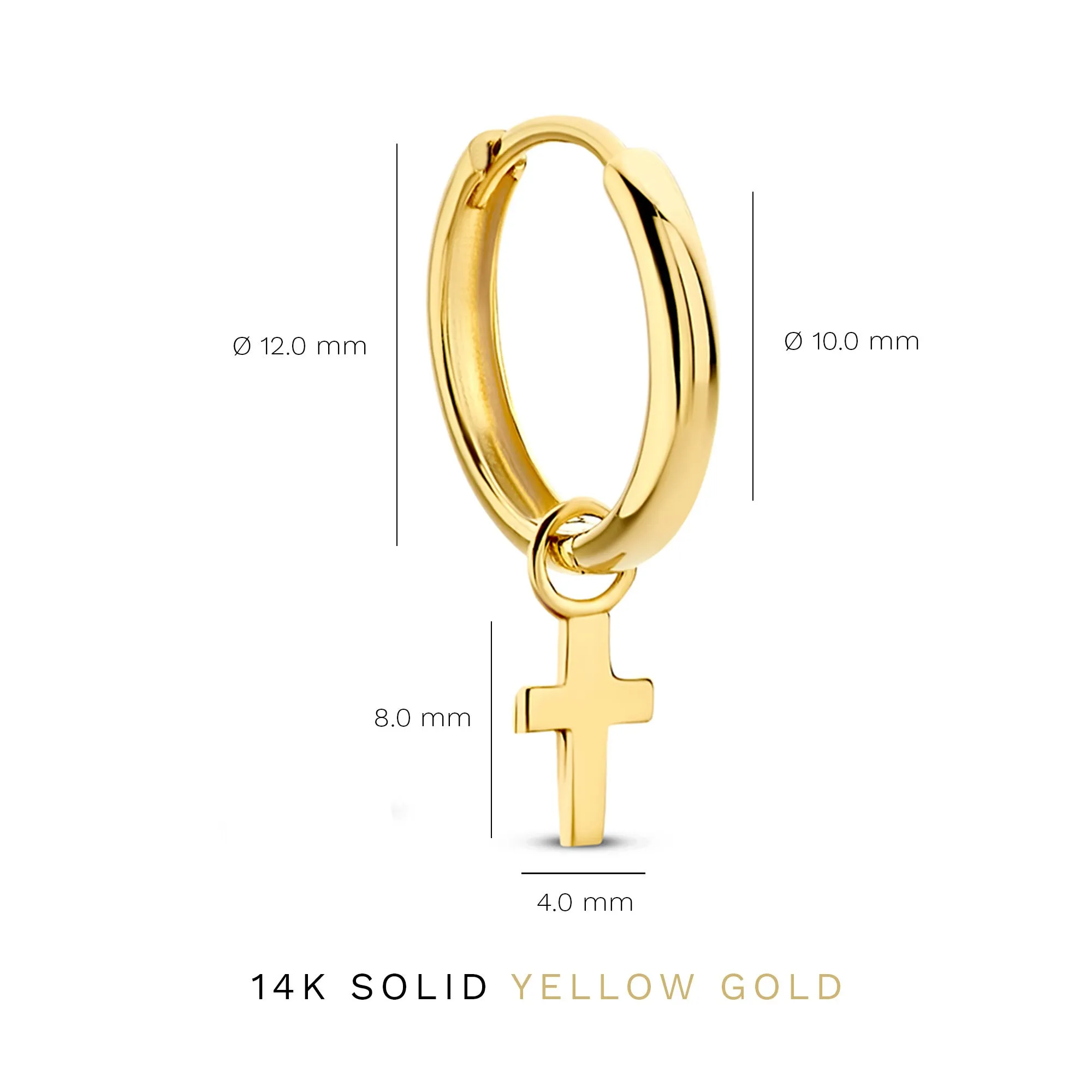 Monceau Solange 14 karat gold hoop earrings with cross