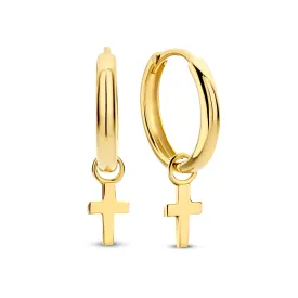 Monceau Solange 14 karat gold hoop earrings with cross