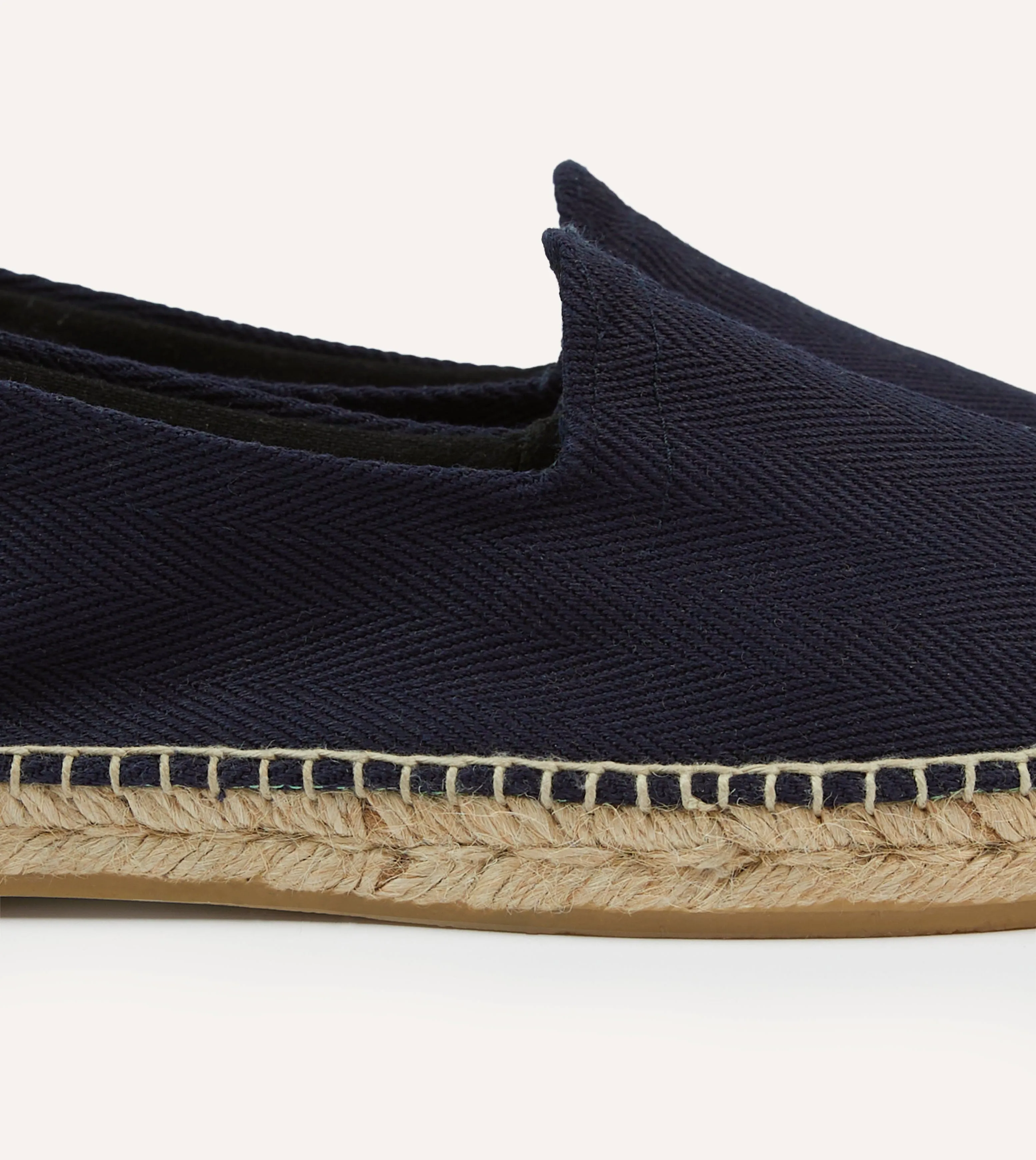 Navy Herringbone Cotton Espadrilles